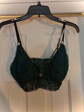 Festival Y2K Urban Outfitters Dark Forest Green Lace Bralette Size Large